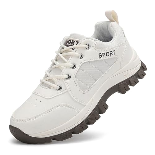 JiuQing Trekking Wanderschuhe Herren Damen Low Rise Leichte Wanderschuhe Für Outdoor,Weiß,39 EU von JiuQing