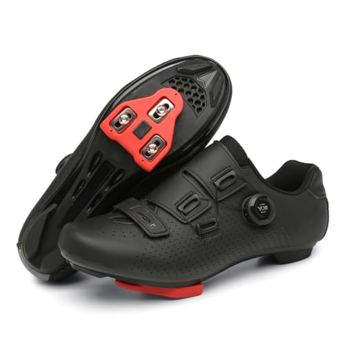 JiuQing Unisex-Fahrradschuhe Aus Leder Kompatibel Mit Peloton Indoor Outdoor-Rennradschuhen Mit Delta Cleats,Schwarz,39 EU von JiuQing