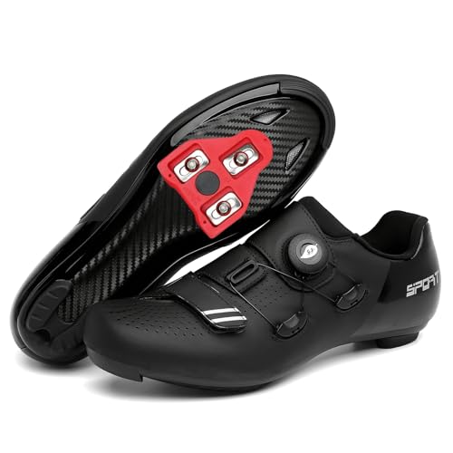 JiuQing Unisex-Fahrradschuhe Professionell Kompatibel Mit Peloton Bike Indoor-Straßenfahr-Rennradschuhe Mit Delta-Cleats,Schwarz,37 EU von JiuQing