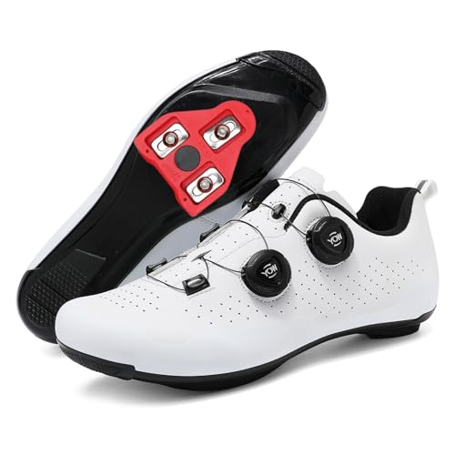 JiuQing Unisex-Fahrradschuhe Rennradschuhe Kompatibel Mit Peloton Indoor Outdoor Mit Delta Cleats,Weiß,41 EU von JiuQing