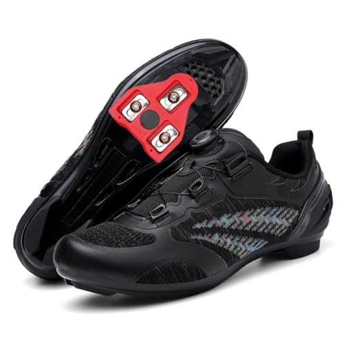 JiuQing Unisex-Rennradschuhe Kompatibel Mit Peloton Indoor-Rennradschuhen Atmungsaktiv Mit Delta-Cleats,Schwarz,45 EU von JiuQing