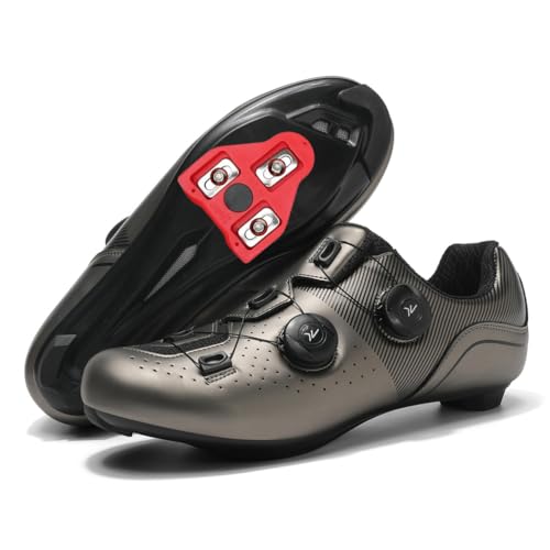 JiuQing Unisex-Rennradschuhe SPD-Kompatibel Mit Peloton-Fahrradschuhen Mit Delta-Cleats Für Drinnen Und Draußen,Braun,38 EU von JiuQing