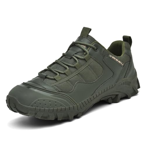 JiuQing Wanderschuhe Für Herren Leicht Niedrig rutschfest Für Outdoor Camping,Grün,43 EU von JiuQing