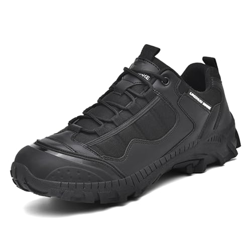 JiuQing Wanderschuhe Für Herren Leicht Niedrig rutschfest Für Outdoor Camping,Schwarz,40 EU von JiuQing