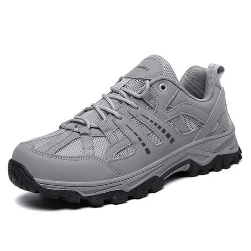 JiuQing Wanderschuhe Herren Damen Low Rise Platform Casual Outdoor Trail Walking Schuhe,Grau,44 EU von JiuQing