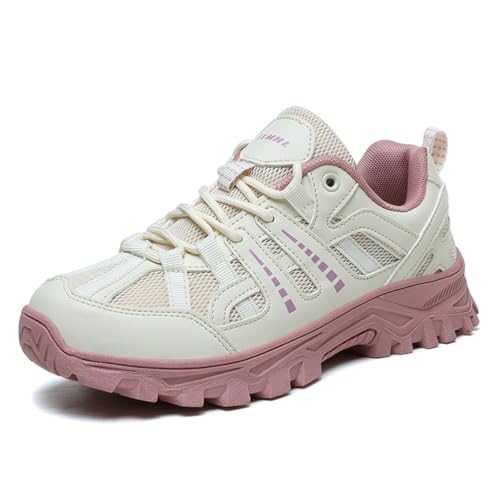JiuQing Wanderschuhe Herren Damen Low Rise Platform Casual Outdoor Trail Walking Schuhe,Rosa,37 EU von JiuQing