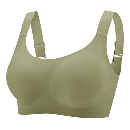 Jiuday BH Damen ohne Bügel Push Up BHS für Große Brüste Starker Halt Bügelloser BH Seamless BH Gepolstert Nahtlos Bequemer Tshirt BH Schlaf BH Weich Bra Bralette (Grün,2XL) von Jiuday