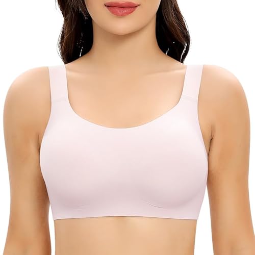 Jiuday BH ohne Bügel Bequemer Nahtloser Push Up BH Große Brüste Starker Halt Bustier Damen Gepolstert Sport Bra Seamless Soft T Shirt Klassische Bralette (Rosa,M) von Jiuday