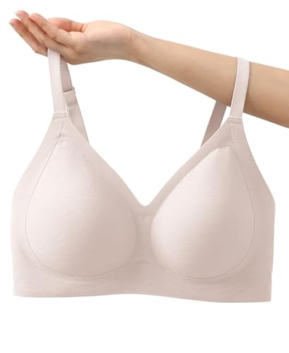 Jiuday BH ohne Bügel Push Up Damen BHS Große Brüste Starker Halt Spitze Bequemer Soft Nahtloser Anti Sag BH Gepolstert Seamless Bralette (Rosa,2XL) von Jiuday