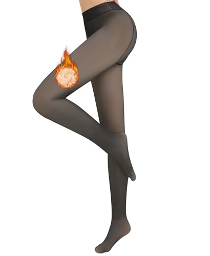 Jiuday Damen Strumpfhosen für Winter (075-220g Fleece Mit Füß-Transluzent Schwarz,2XL) von Jiuday