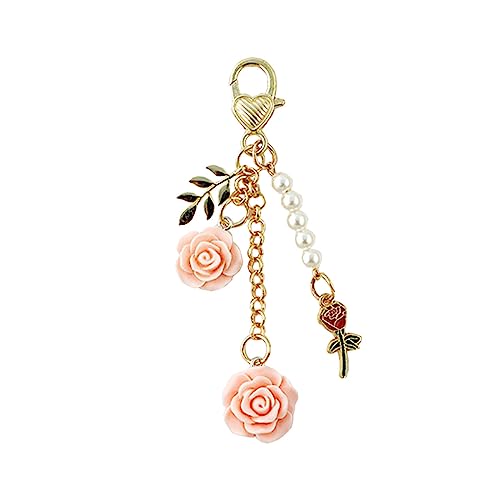 Jiujiutu Schlüsselanhänger Auto Frauen Blume Personalisiert Karabinerhaken Mini Schultasche Anhänger (Pink) von Jiujiutu