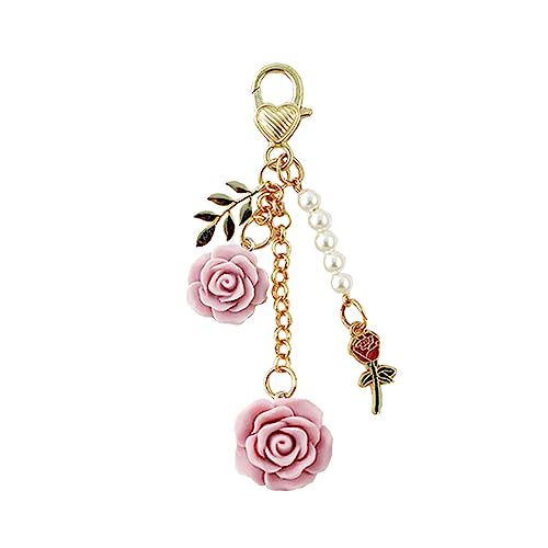 Jiujiutu schlüsselanhänger auto frauen Blume schlüsselanhänger personalisiert karabinerhaken mini schlüsselanhänger Schultasche Anhänger (purple) von Jiujiutu