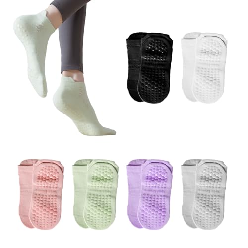 Jiujuda9 6 Pairs Yoga & Pilates Anti-Slip Socks – Breathable, Non-Slip Socks for Women (Size 35-40) – Perfect for Trampoline, Barre, Ballet, Pilates, and Home Workouts von Jiujuda9