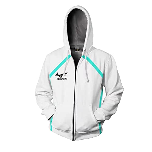 Anime Haikyuu Hoodie Jacke Sweatshirt, Hinata Shoyo, Kozume Kenma Gedruckter Reißverschluss Hoodie Langarm Casual Lose Kordelzug Tops für Unisex, Typ 4, M von Jiumaocleu