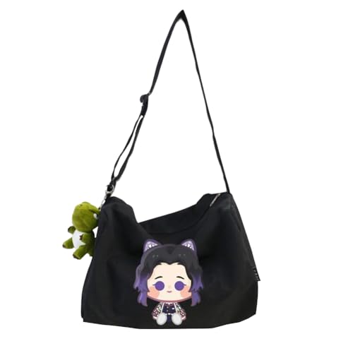 Anime Kochou Shinobu Canvas Umhängetasche, Cartoon Handtasche für Kamado Tanjiro/Hashibira Inosuke Fans, Große Kapazität Schultertasche Anime Wiederverwendbare Handtasche Anime Rucksäcke Merch von Jiumaocleu