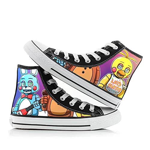 FNAF Shoes Security Breach Fazbear's Piazzari Anime Cosplay Leinwand Schuhe Horror Spiel Charakter Druck Schuhe Unisex Schnürschuhe Casual Fashion Sneakers, Typ 4, 36 2/3 EU von Jiumaocleu