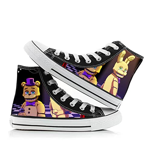 FNAF Shoes Security Breach Fazbear's Piazzari Anime Cosplay Leinwand Schuhe Horror Spiel Charakter Druck Schuhe Unisex Schnürschuhe Casual Fashion Sneakers, Typ 6, 39 1/3 EU von Jiumaocleu