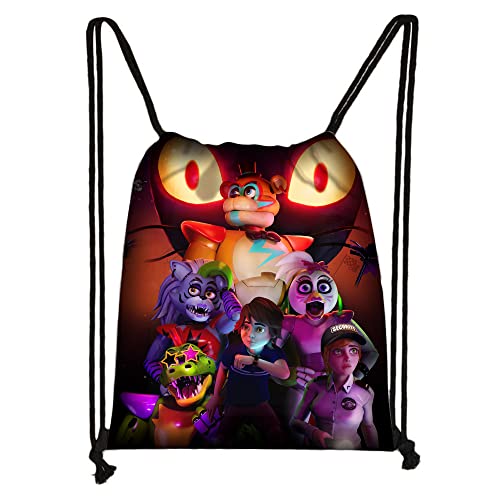 Five Nights Game Kordelzug-Beutel FNAF Sicherheitspause Bonnie Foxy Chica Fazbear 3D-Druck Rucksack Kinder Gym Schultasche Rucksack für Strand Party Outdoor Reisen von Jiumaocleu