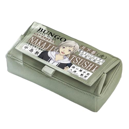 Jiumaocleu Anime Dazai Osamu Federmäppchen Nakahara Chuuya Stifttasche für Jungen und Mädchen, BSD-Figur Dazai Osamu Federmäppchen, doppellagig, Schreibwaren für Studenten, 22 x 11 x 10 cm, Typ 2, 22 von Jiumaocleu