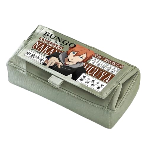 Jiumaocleu Anime Dazai Osamu Federmäppchen Nakahara Chuuya Stifttasche für Jungen und Mädchen, BSD-Figur Dazai Osamu Federmäppchen, doppellagig, Schreibwaren für Studenten, 22 x 11 x 10 cm, Typ 1, 22 von Jiumaocleu