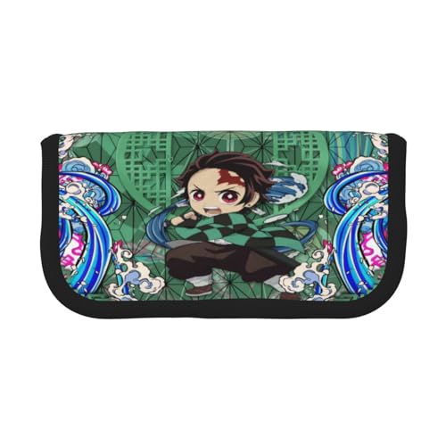 Jiumaocleu Anime Federmäppchen Kamado Tanjiro Federmäppchen Hashibira Inosuke Stifttasche Große Kapazität Schreibwarentasche Doppelreißverschluss Stiftebox für Studenten, Kamado Tanjiro, 19×9×5cm, von Jiumaocleu