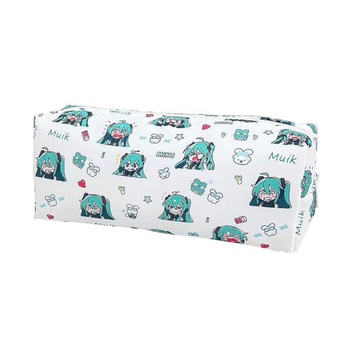 Jiumaocleu Miku Federmäppchen, Anime-Federmäppchen, Miku-Stifttasche, große Kapazität, Schreibwaren-Tasche, Reißverschluss, Schreibwarenetui für Schüler, Miku 1, 20cm*6cm*6cm, Schulranzen von Jiumaocleu
