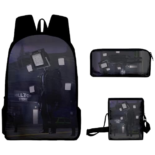 Jiumaocleu Anime-Kamera-Rucksack, dreiteiliges Set, Anime-Federmäppchen + Schultertasche + Rucksack, 3D-Druck, Cartoon-Schreibwaren-Tasche für Kinder und Jugendliche, Typ 8, Lässiger Tagesrucksack Jiumaocleu Anime-Kamera-Rucksack, dreiteiliges Set, Anime-Federmäppchen + Schultertasche + Rucksack, 3D-Druck, Cartoon-Schreibwaren-Tasche für Kinder und Jugendliche, Typ 8, Lässiger Tagesrucksack von Jiumaocleu