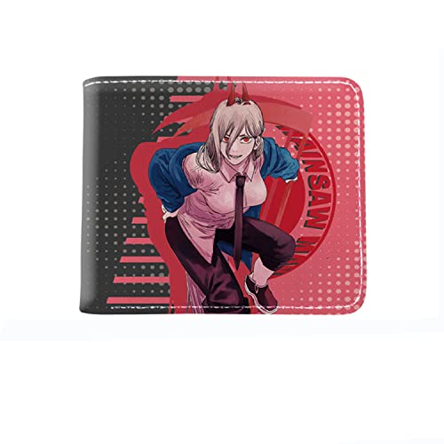 Anime Chainsaw Man Geldbörse, PU Leder Geldbörse, 3D Cartoon Charaktere Denji, Power, MAKIMA Drucken Brieftasche für Teenager Jungen Mädchen Anime Fans Xmas Girfts, Type 9, 11.5x9.5x2cm, Casual von Jiumaocleu