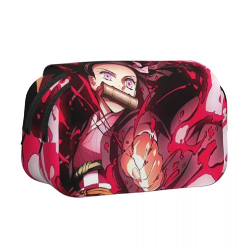 Jiumaocleu Anime Kimetsu no Yaiba Federmäppchen – Kamado Nezuko/Kamado Tanjiro Stifttasche, 21 x 7,5 x 10 cm, großes Fassungsvermögen, doppellagig, Reißverschluss, Schreibwaren-Tasche für Jungen und von Jiumaocleu