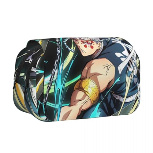 Jiumaocleu Anime Kimetsu no Yaiba Federmäppchen – Kamado Nezuko/Kamado Tanjiro Stifttasche, 21 x 7,5 x 10 cm, großes Fassungsvermögen, doppellagig, Reißverschluss, Schreibwaren-Tasche für Jungen und von Jiumaocleu