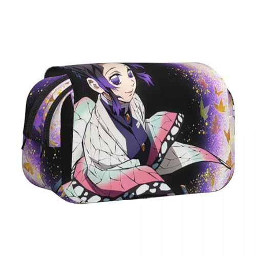 Jiumaocleu Anime Kimetsu no Yaiba Federmäppchen – Kamado Nezuko/Kamado Tanjiro Stifttasche, 21 x 7,5 x 10 cm, großes Fassungsvermögen, doppellagig, Reißverschluss, Schreibwaren-Tasche für Jungen und von Jiumaocleu