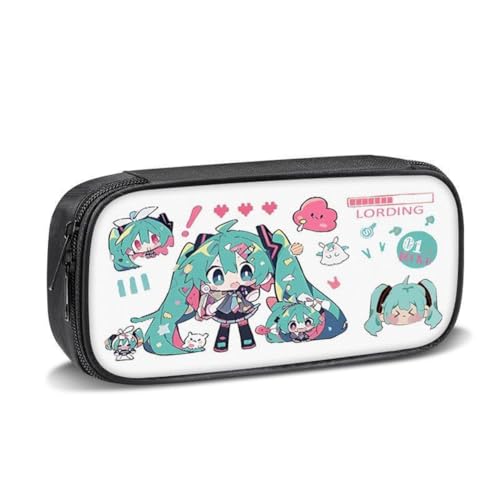 Jiumaocleu Anime Miku Stifttasche, großes Fassungsvermögen, niedliches Schulbedarf, Miku Merch, Schreibwaren und Geschenke für Schüler, Miku 1, 21cm*6cm*10cm, Schulranzen von Jiumaocleu
