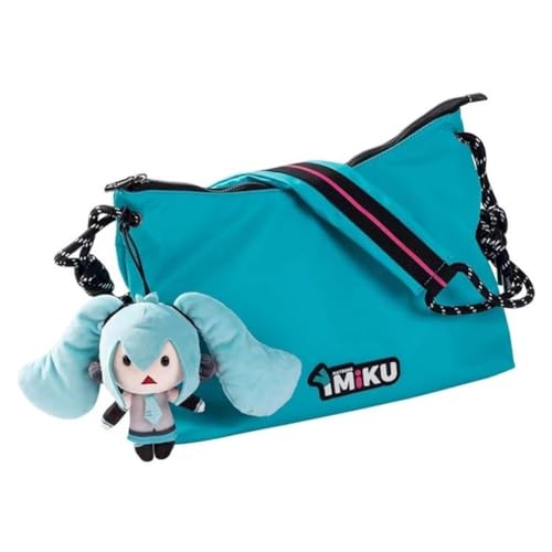 Jiumaocleu Anime Miku Umhängetasche, Miku Figur Große Kapazität Schultertasche Anime Blau Rucksäcke Geschenke Schulsaison Student Handtasche, Typ1, 30*8*20 cm von Jiumaocleu