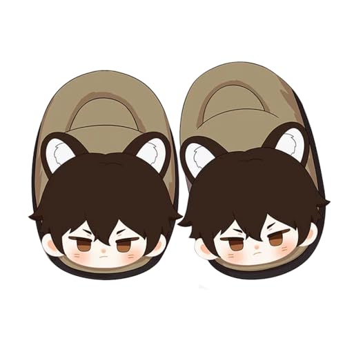 Jiumaocleu Anime Nakahara Chuuya Hausschuhe Baumwolle Slipper Nakahara Chuuya Figur Warme Schuhe Rutschfeste Indoor Haus Schuhe Memory Foam Hausschuhe Größe 36-39, Dazai Osamu, Medium von Jiumaocleu