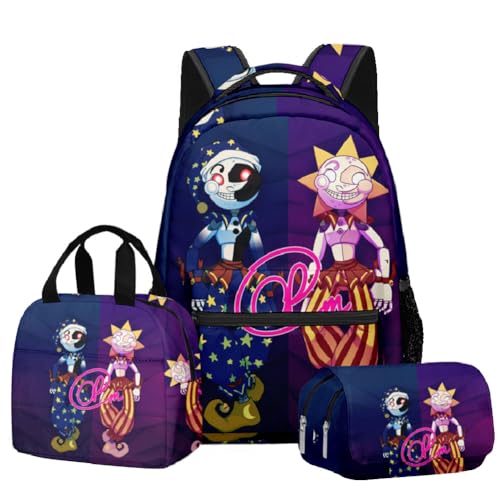 Jiumaocleu Anime-Rucksack, dreiteiliges Set, Anime-Federmäppchen + Schultertasche + Lunchpaket, 3D-Druck, Cartoon-Schreibwaren-Tasche für Kinder und Teenager, Typ 13, Lässiger Tagesrucksack Jiumaocleu Anime-Rucksack, dreiteiliges Set, Anime-Federmäppchen + Schultertasche + Lunchpaket, 3D-Druck, Cartoon-Schreibwaren-Tasche für Kinder und Teenager, Typ 13, Lässiger Tagesrucksack von Jiumaocleu