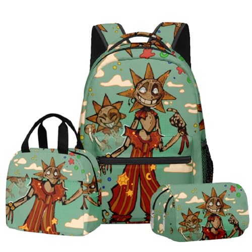 Jiumaocleu Anime-Rucksack, dreiteiliges Set, Anime-Federmäppchen + Schultertasche + Lunchpaket, 3D-Druck, Cartoon-Schreibwaren-Tasche für Kinder und Teenager, Typ 15, Lässiger Tagesrucksack Jiumaocleu Anime-Rucksack, dreiteiliges Set, Anime-Federmäppchen + Schultertasche + Lunchpaket, 3D-Druck, Cartoon-Schreibwaren-Tasche für Kinder und Teenager, Typ 15, Lässiger Tagesrucksack von Jiumaocleu
