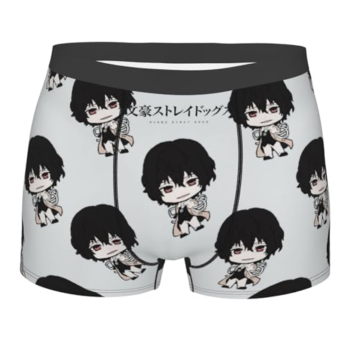Jiumaocleu Bungo Stray Dogs Herren Boxer Briefs BSD Unterhose Mikrofaser Weich Stretch Anime 3D Gedruckt Unterwäsche für Kinder und Erwachsene, Typ 4, M von Jiumaocleu