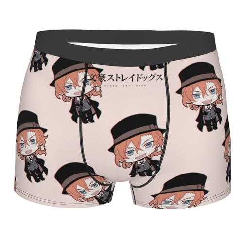 Jiumaocleu Bungo Stray Dogs Herren Boxer Briefs BSD Unterhose Mikrofaser Weich Stretch Anime 3D Gedruckt Unterwäsche für Kinder und Erwachsene, Typ 5, S von Jiumaocleu