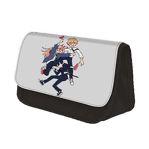 Jiumaocleu Chainsaw Man Pencil Case Anime Stiftetaschen, Denji Federmäppchen Mäppchen, Tragbares Schreibwarenetui Große Kapazität Bleistift Tasche Schulbedarf für Kinder Teenager von Jiumaocleu