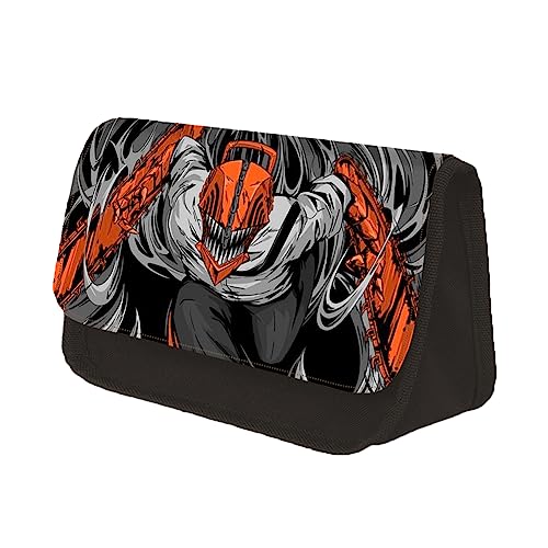 Jiumaocleu Chainsaw Man Pencil Case Anime Stiftetaschen, Denji Federmäppchen Mäppchen, Tragbares Schreibwarenetui Große Kapazität Bleistift Tasche Schulbedarf für Kinder Teenager von Jiumaocleu