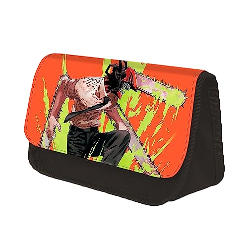 Jiumaocleu Chainsaw Man Pencil Case Anime Stiftetaschen, Denji Federmäppchen Mäppchen, Tragbares Schreibwarenetui Große Kapazität Bleistift Tasche Schulbedarf für Kinder Teenager von Jiumaocleu