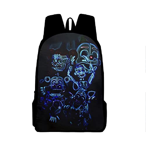 Jiumaocleu FNAF Rucksack Five Nights Games Print Casual Daypack Student Rucksack Wasserdicht Rucksack Schultaschen für Jungen Mädchen Jugendliche von Jiumaocleu