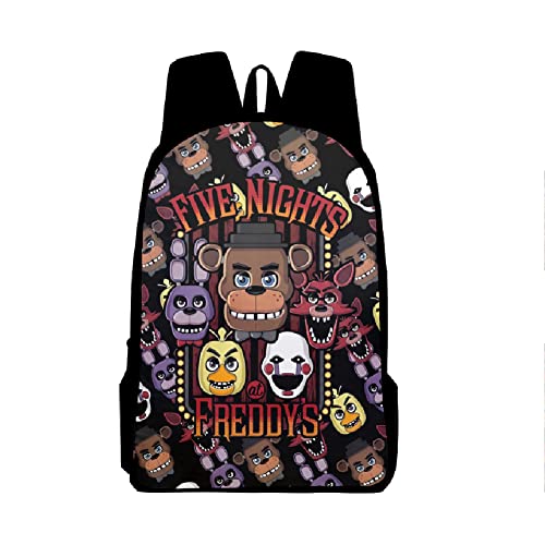 Jiumaocleu FNAF Rucksack Five Nights Games Print Casual Daypack Student Rucksack Wasserdicht Rucksack Schultaschen für Jungen Mädchen Jugendliche von Jiumaocleu