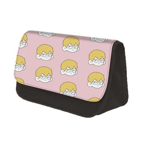 Jiumaocleu Mob Psycho 100 Federmäppchen Anime Federmäppchen Doppelschicht Federmäppchen Kreative Klappe Reißverschluss Stiftebox Schulbedarf Tragbares Büro Schreibwaren für Studenten, Typ 1, von Jiumaocleu