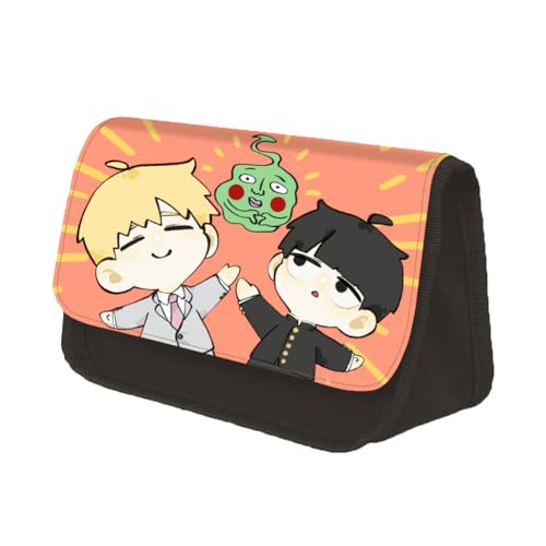Jiumaocleu Mob Psycho 100 Federmäppchen Anime Federmäppchen Doppelschicht Federmäppchen Kreative Klappe Reißverschluss Stiftebox Schulbedarf Tragbares Büro Schreibwaren für Studenten, Typ 5, von Jiumaocleu