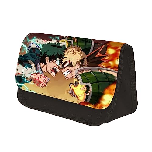 Jiumaocleu My Hero Academia Federmäppchen für Jungen, MHA Stiftetasche, Anime-bedruckt, große Federbox, Doppelreißverschluss, Schreibwaren-Organizer für Schüler, Typ 4, 22x7.5x13cm, Make-up-Tasche von Jiumaocleu