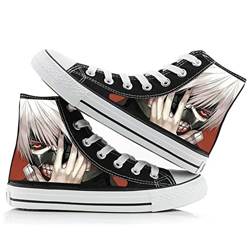 Jiumaocleu Tokyo Ghoul Canvas Schuhe Anime Merch Cosplay Schuhe High Top Paar Doodle Schuhe Mode Turnschuhe Casual Sneakers für Herren Damen Teenager, Typ 1, 41.5 EU von Jiumaocleu