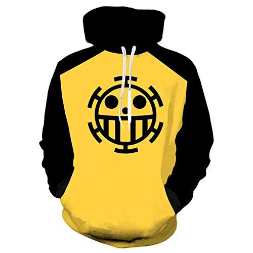 Jiumaocleu Trafalgar Law Hoodie/Zip Jacke, Anime Trafalgar Law Cosplay Kostüm Pullover Sweater Casual Hoodies Langarm Jacke Sweatshirt Unisex für Teenager Erwachsene, Pullover Hoodie, 5X-Large von Jiumaocleu