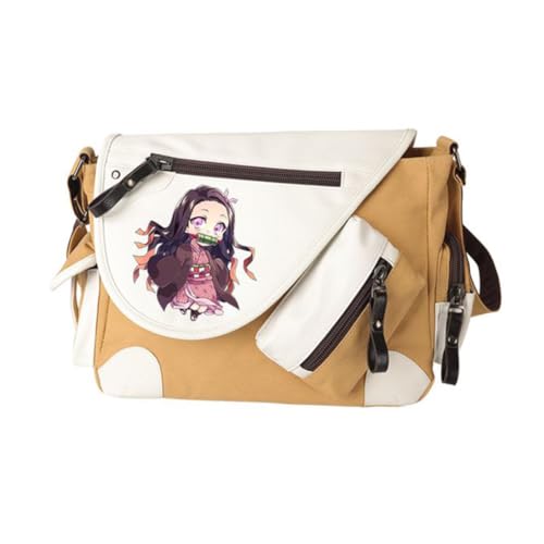 Kimetsu no Yaiba Crossbody Bag Anime Kochou Shinobu Rucksack Kamado Nezuko/Agatsuma Zen'itsu Figur Cartoon Schwarz Umhängetasche für Mädchen Comic Cosplay Anime Merch Geschenke, Typ 11, 32*11*26CM von Jiumaocleu