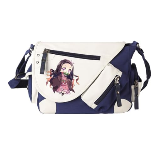 Kimetsu no Yaiba Crossbody Bag Anime Kochou Shinobu Rucksack Kamado Nezuko/Agatsuma Zen'itsu Figur Cartoon Schwarz Umhängetasche für Mädchen Comic Cosplay Anime Merch Geschenke, Typ 16, 32*11*26CM von Jiumaocleu